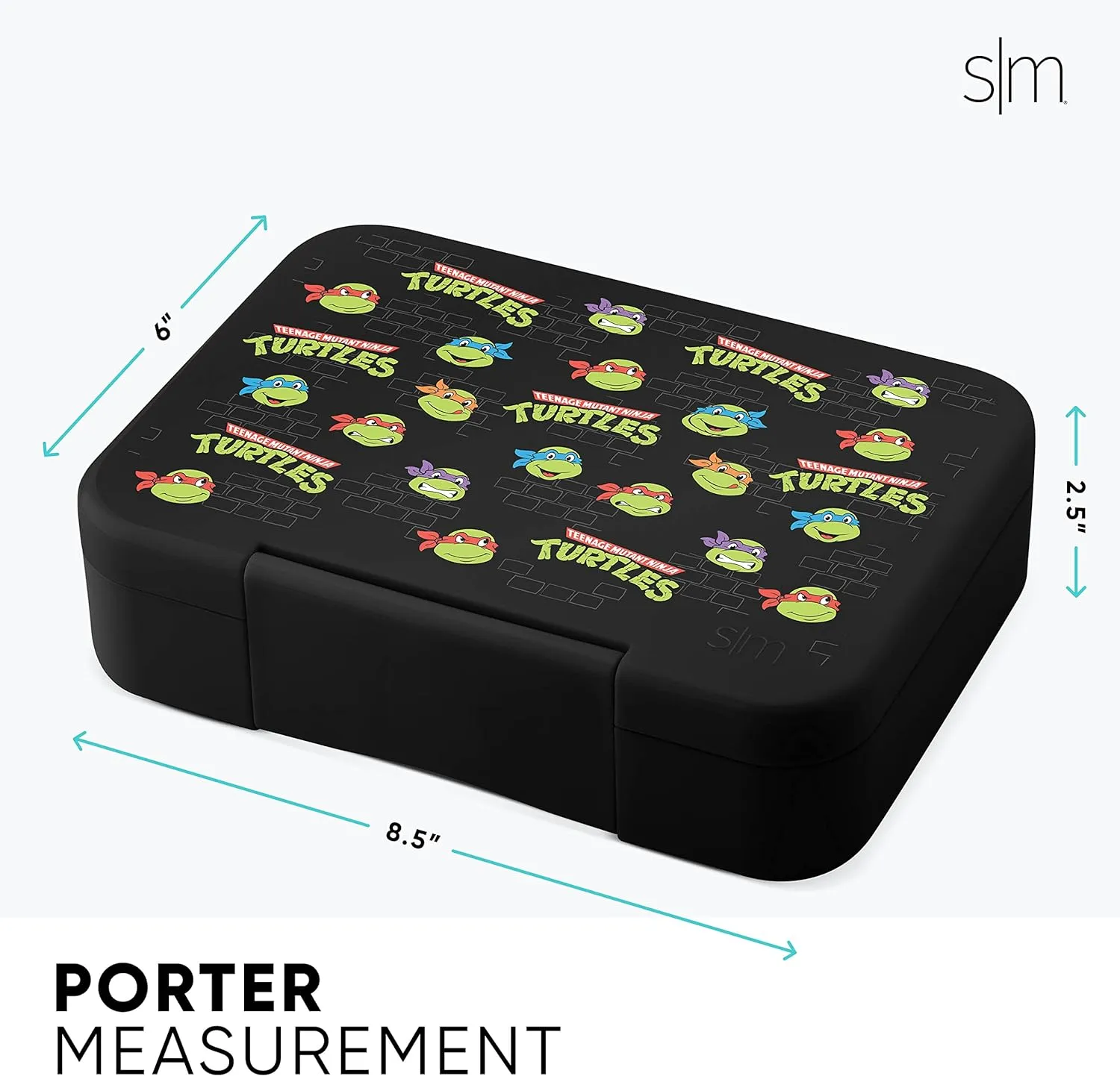 Simple Modern Nickelodeon Viacom Bento Lunch Box for Kids | BPA Free, Leakproof, Dishwasher Safe | Lunch Container for Boys, Toddlers | Porter Collection | 5 Compartments | TMNT: Turtles Unite