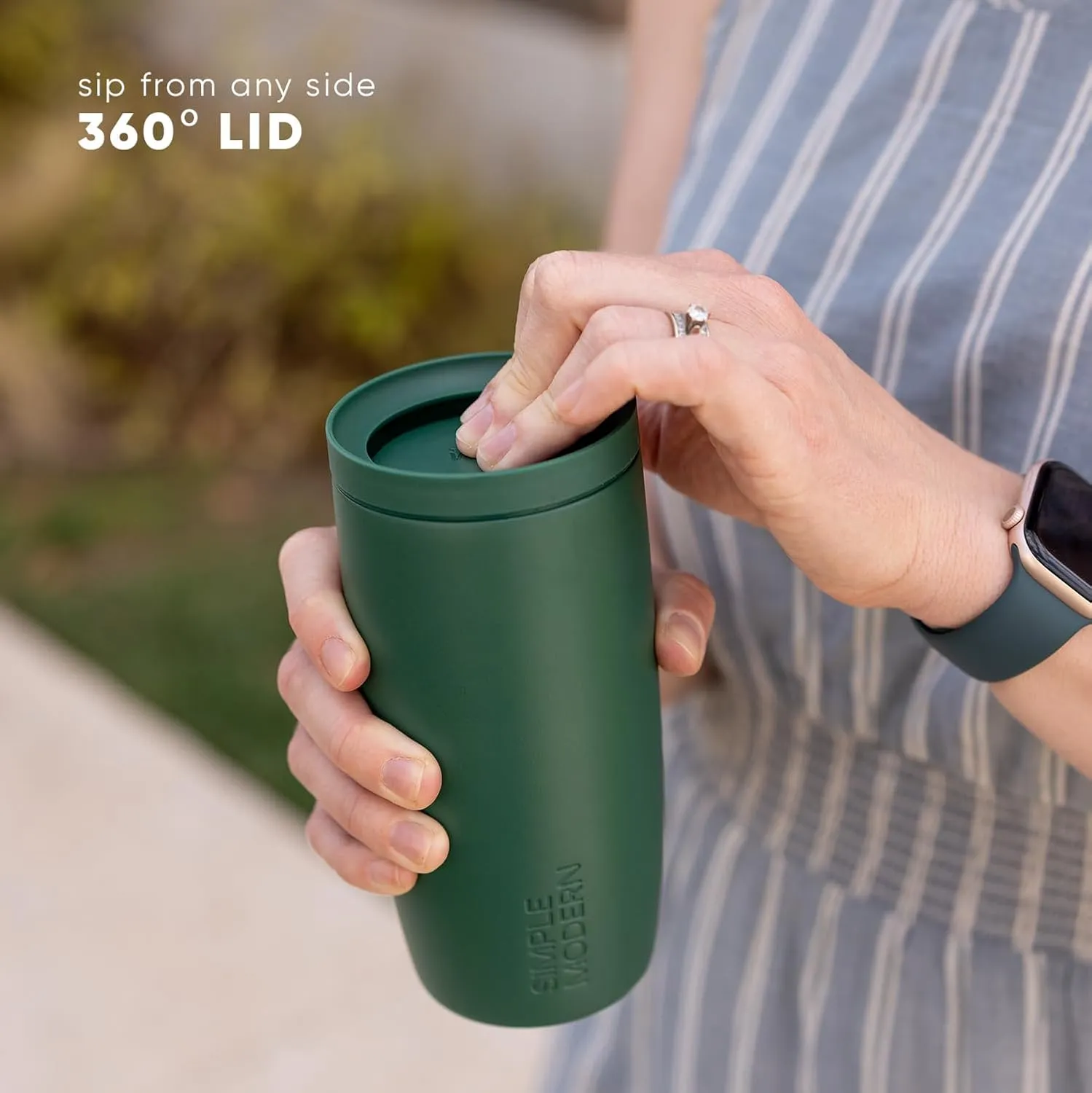 Simple Modern Travel Coffee Mug Tumbler with 360° Lid | Ceramic-Lined Insulated Stainless Steel Cold Brew Iced Coffee Cup | Gifts for Women Men Her Him | Voyager Signature | 16oz | Midnight Black