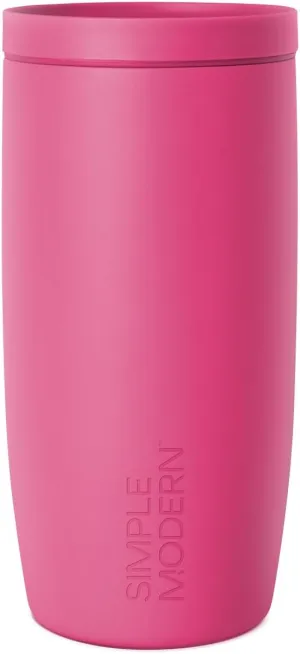 Simple Modern Travel Coffee Mug Tumbler with 360° Lid | Ceramic-Lined Insulated Stainless Steel Cold Brew Iced Coffee Cup Thermos | Gifts for Women Men Her Him | Voyager Signature | 16oz | Berry