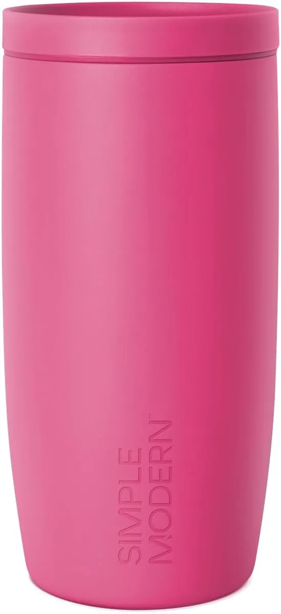 Simple Modern Travel Coffee Mug Tumbler with 360° Lid | Ceramic-Lined Insulated Stainless Steel Cold Brew Iced Coffee Cup Thermos | Gifts for Women Men Her Him | Voyager Signature | 16oz | Berry