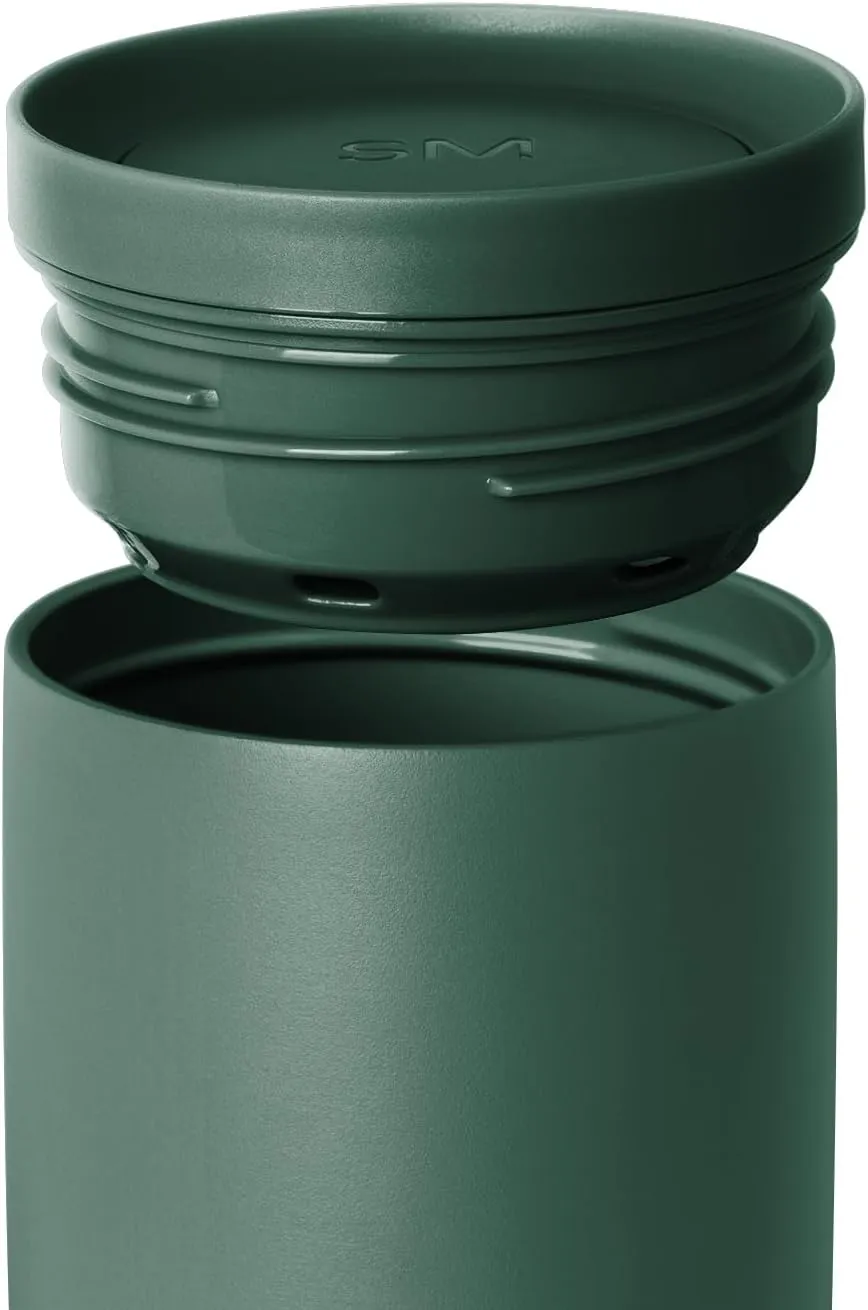 Simple Modern Travel Coffee Mug Tumbler with 360° Lid | Ceramic-Lined Insulated Stainless Steel Cold Brew Iced Coffee Cup Thermos | Gifts for Women Men Her Him | Voyager Signature | 16oz | Forest
