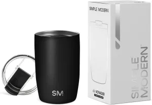 Simple Modern Travel Coffee Mug Tumbler with Flip Lid | Reusable Insulated Stainless Steel Cold Brew Iced Coffee Cup Thermos | Gifts for Women Men Him Her | Voyager Collection | 12oz | Midnight Black