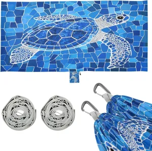 Simple Ocean Blue Sea Turtle Camping Hammock Single Portable Hammocks 330 lbs Capacity with 2 Tree Straps and Attached Carry Bag,Perfect for Outdoor,Indoor,Beach,Camping,Travel