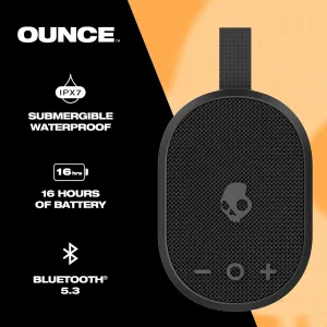 Skullcandy Ounce Wireless Bluetooth Speaker - IPX7 Waterproof Mini Portable Speaker with 16 Hour Battery, Downward Firing Passive Radiator, and Ballistic Nylon Carry Strap (Pack of 2)