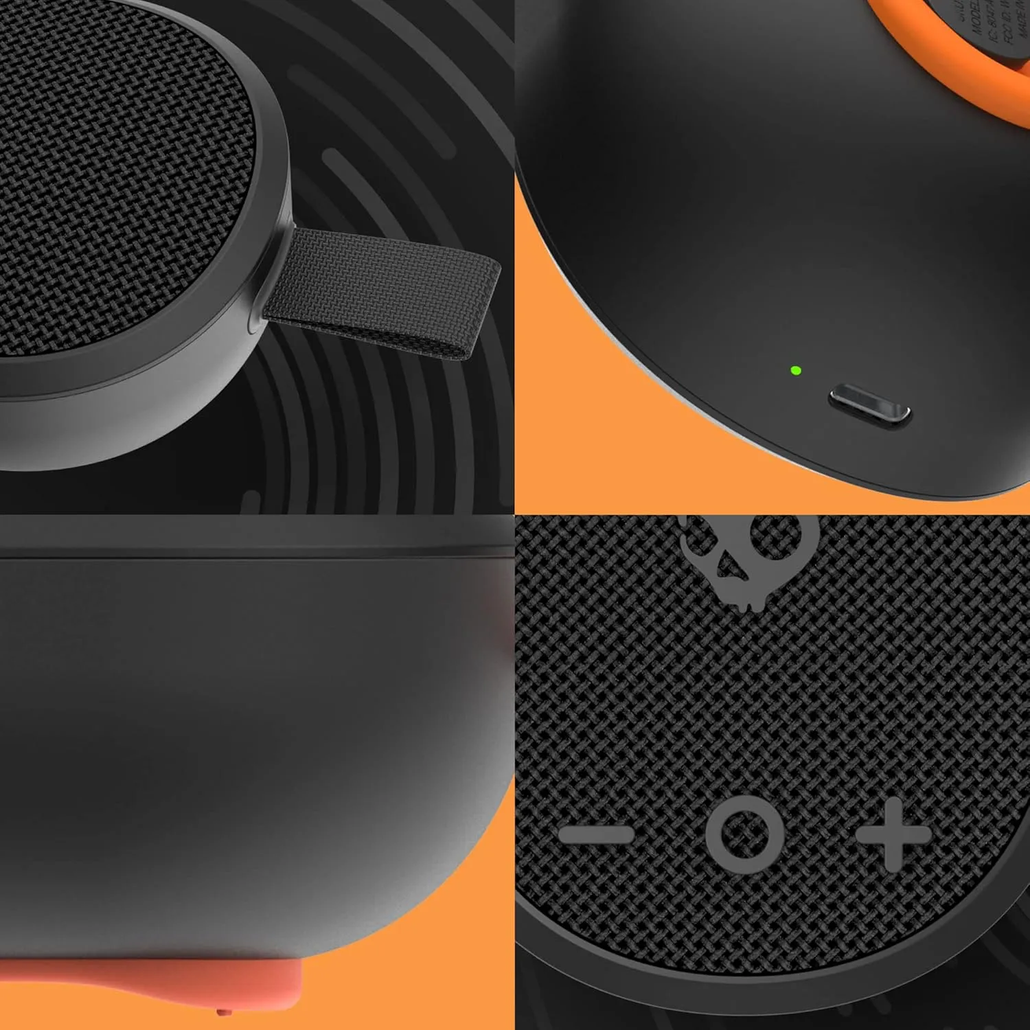 Skullcandy Ounce Wireless Bluetooth Speaker - IPX7 Waterproof Mini Portable Speaker with 16 Hour Battery, Downward Firing Passive Radiator, and Ballistic Nylon Carry Strap (Pack of 2)