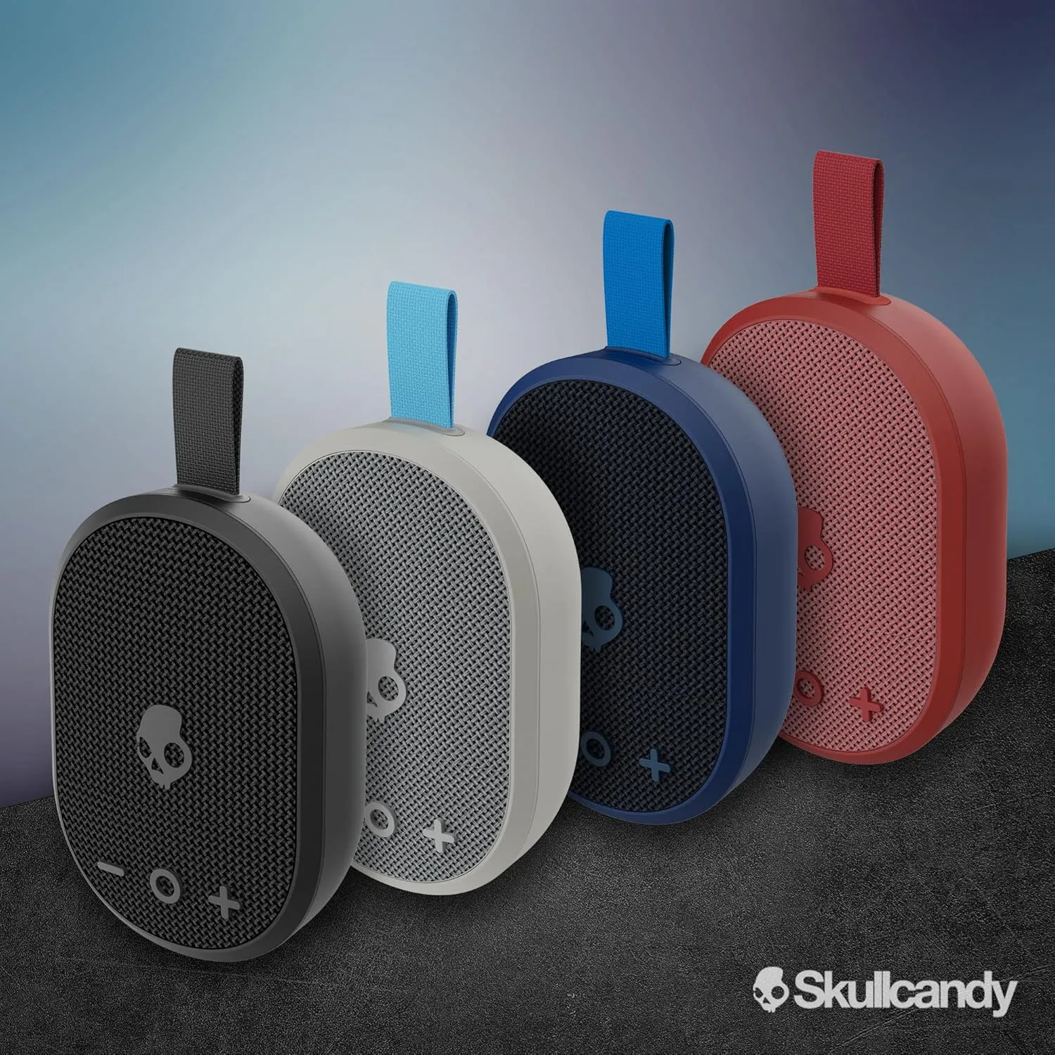 Skullcandy Ounce Wireless Bluetooth Speaker - IPX7 Waterproof Mini Portable Speaker with 16 Hour Battery, Downward Firing Passive Radiator, and Ballistic Nylon Carry Strap (Pack of 2)