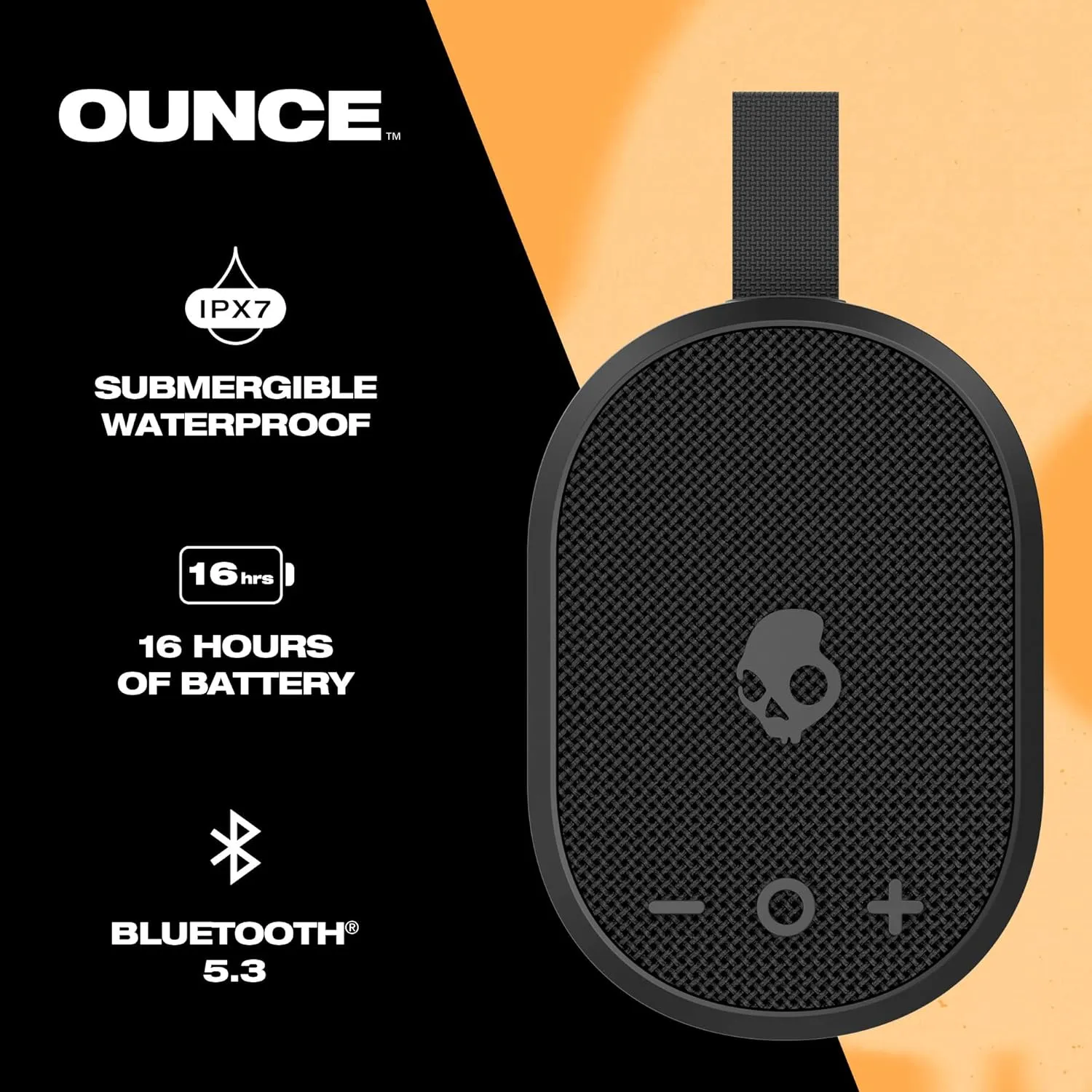 Skullcandy Ounce Wireless Bluetooth Speaker - IPX7 Waterproof Mini Portable Speaker with 16 Hour Battery, Downward Firing Passive Radiator, and Ballistic Nylon Carry Strap (Pack of 2)