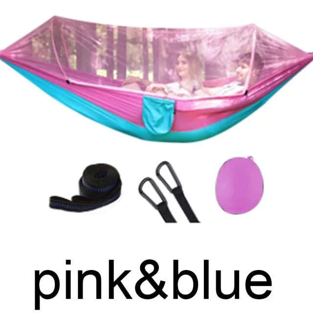 Sleeping Outdoor Net Hammock Portable Giant discount 250x120cm Hanging Camping Swing Parachute Mosquito Free gift with purchase High Sleeping Strength Bed