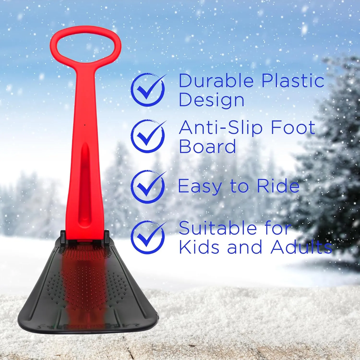 Slippery Racer Kid's Lightweight Compact Foldable Cold Resistant Downhill Outdoor Winter Ski Scooter Snow Sled for Children 4 Years and Up