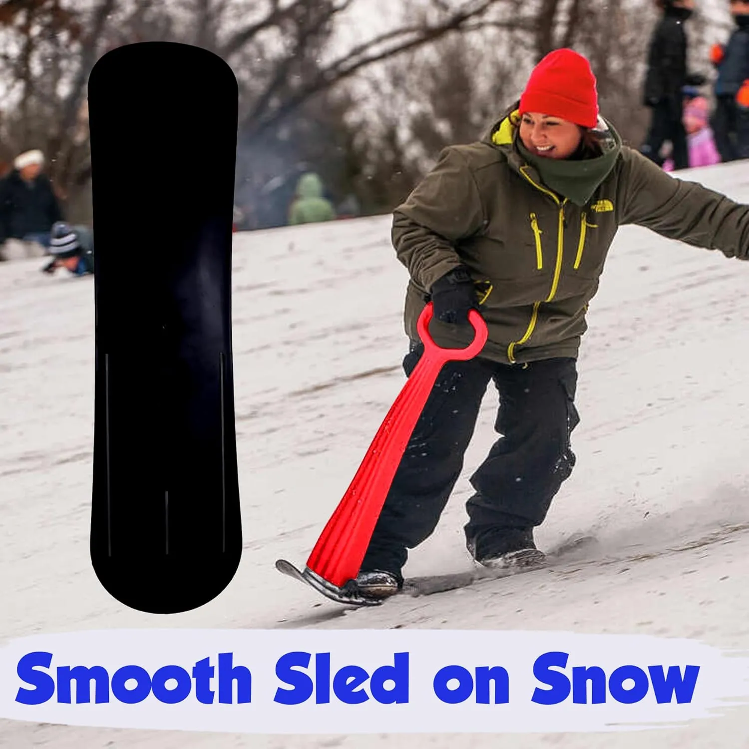 Slippery Racer Kid's Lightweight Compact Foldable Cold Resistant Downhill Outdoor Winter Ski Scooter Snow Sled for Children 4 Years and Up