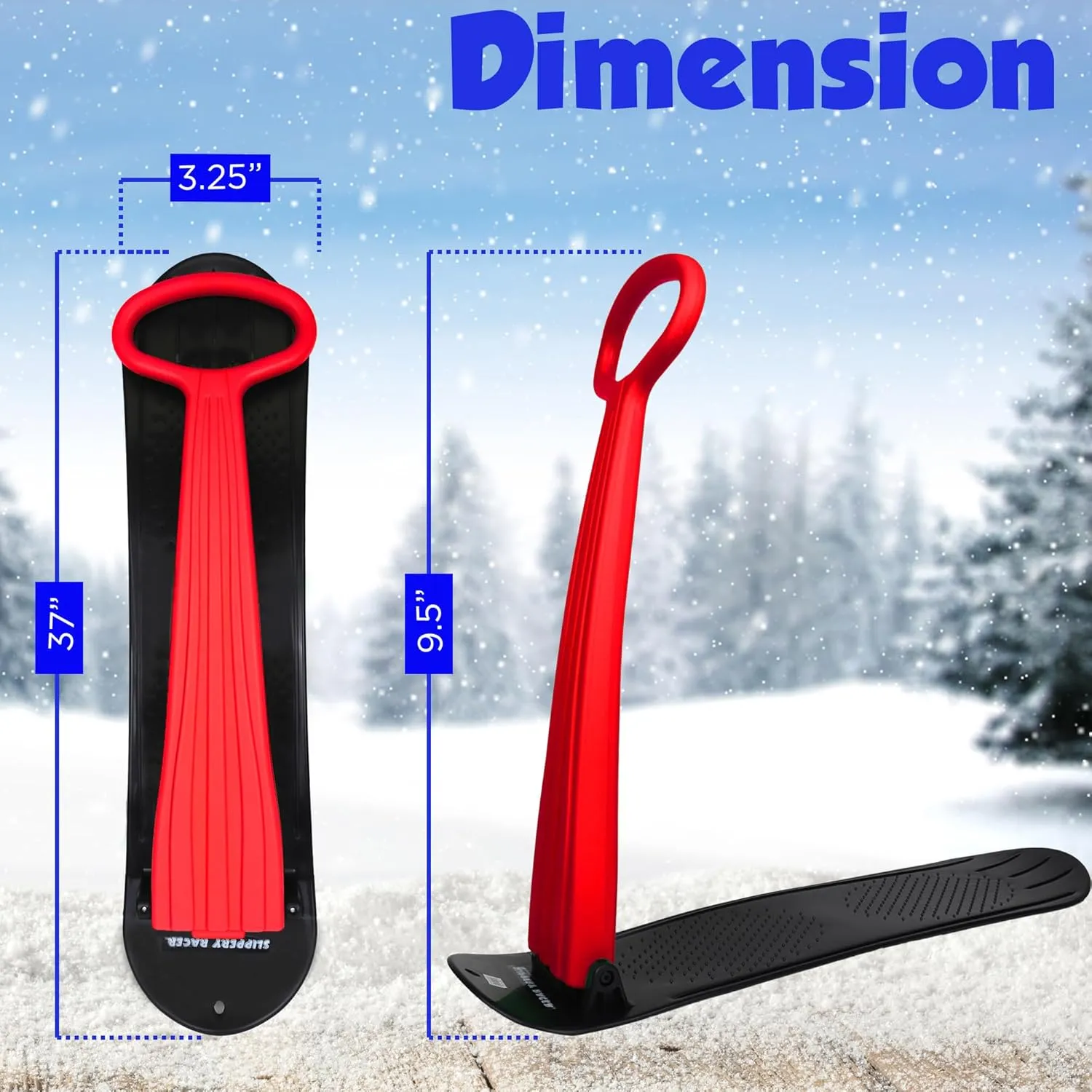 Slippery Racer Kid's Lightweight Compact Foldable Cold Resistant Downhill Outdoor Winter Ski Scooter Snow Sled for Children 4 Years and Up