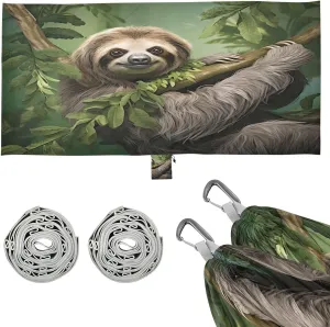 Sloth Camping Hammock, 330 lbs with 2 Tree Straps, Carry Bag, Single Portable Hammock for Outdoor/Indoor, Hiking, Beach, Backpacking, Travel