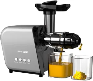 Slow Juicer Extractor for Fruits and Veggies, 250W Electric Coffee Grinder, Cold Press Masticating Juicer Machines with Juice Separation Reverse Function BPA Free, for Carrots Ginger Beets Wheat Grass
