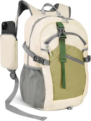 Small Hiking Backpack, 20L Lightweight Travel Backpack with Phone Pocket, Hiking Daypack for Women Men,Beige
