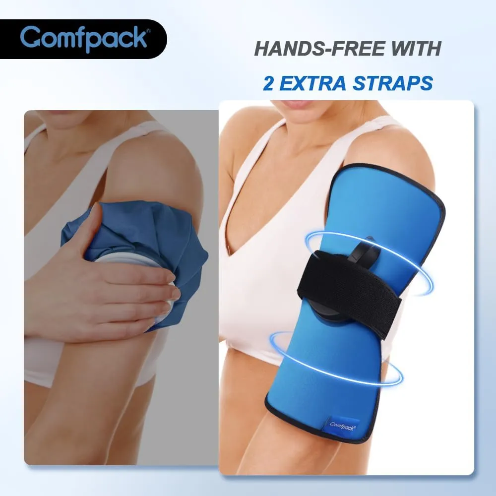 Small Refillable Ice Bag for Injuries, 11.8" x 7.8" Travel Ice Water Bag with Strap for Cold Therapy, Pain Relief for Migraine, Headache, Wisdom Teeth, Swelling, Muscle Pain, Sprain
