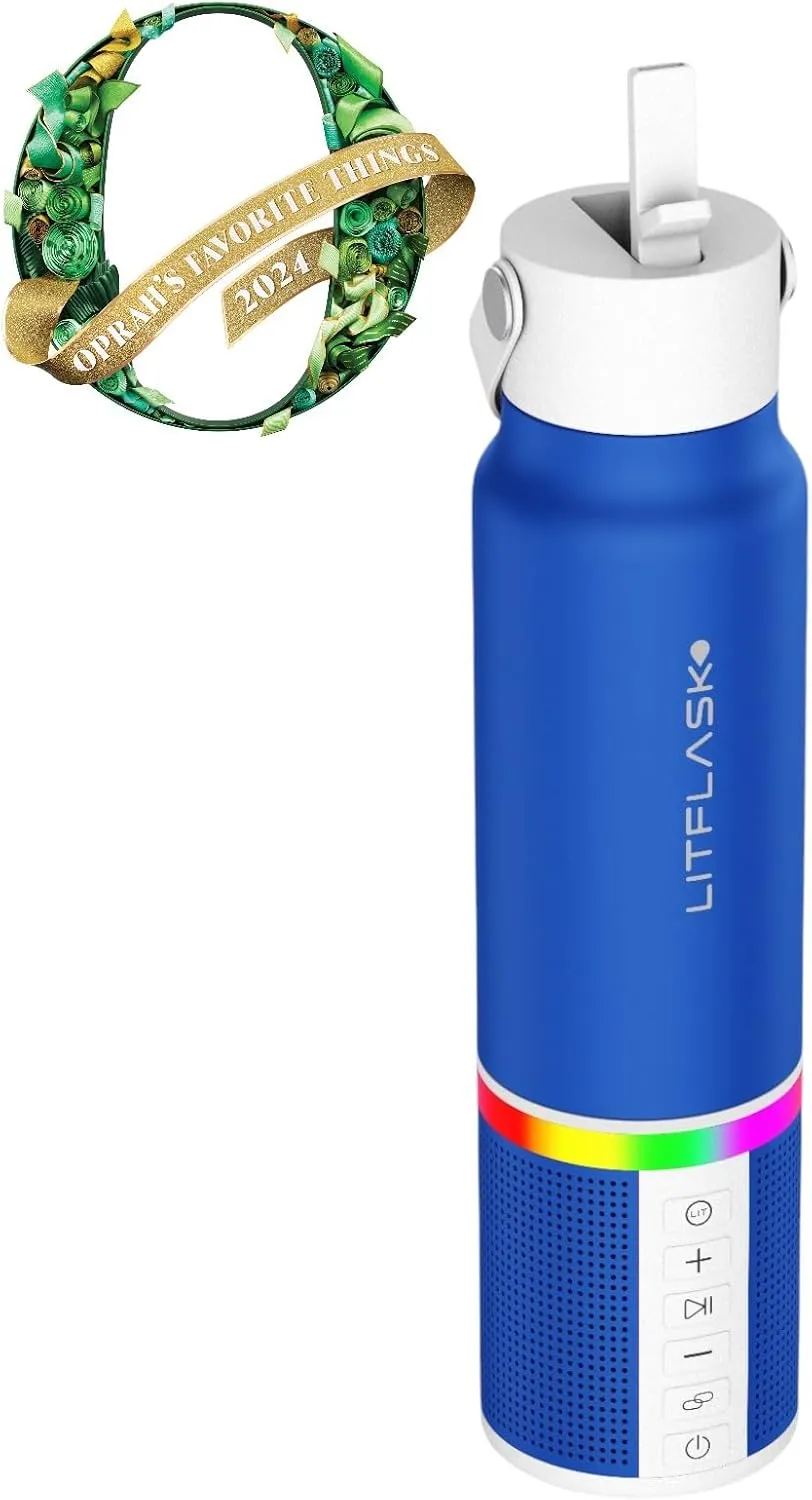 Smart Water Bottle with Premium Bluetooth Speaker, Portable Charger, LED Light, Stainless Steel, Mix & Match Colors, 20oz - Oprah's Favorite Things 2024