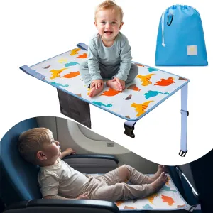 Snoozy Toddler Airplane Seat Extender - Airplane Must Haves for Kids, Airplane Seat Extender for Kids, with Carry Bag, Toddler Travel Essential, Airplane Travel Essentials Kids, (Dinosaur Blue)