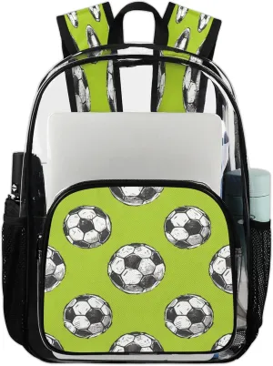Soccer Clear Backpack Ball PVC Waterproof Transparent Backpack Heavy Duty See Through Backpacks with Reinforced Strap for Travel Outdoor Concert Work