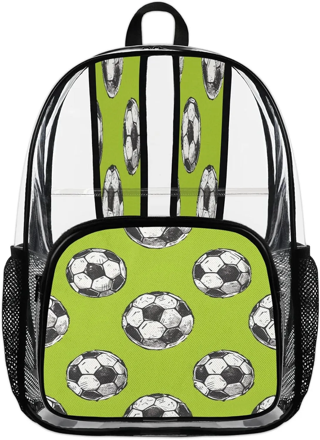 Soccer Clear Backpack Ball PVC Waterproof Transparent Backpack Heavy Duty See Through Backpacks with Reinforced Strap for Travel Outdoor Concert Work
