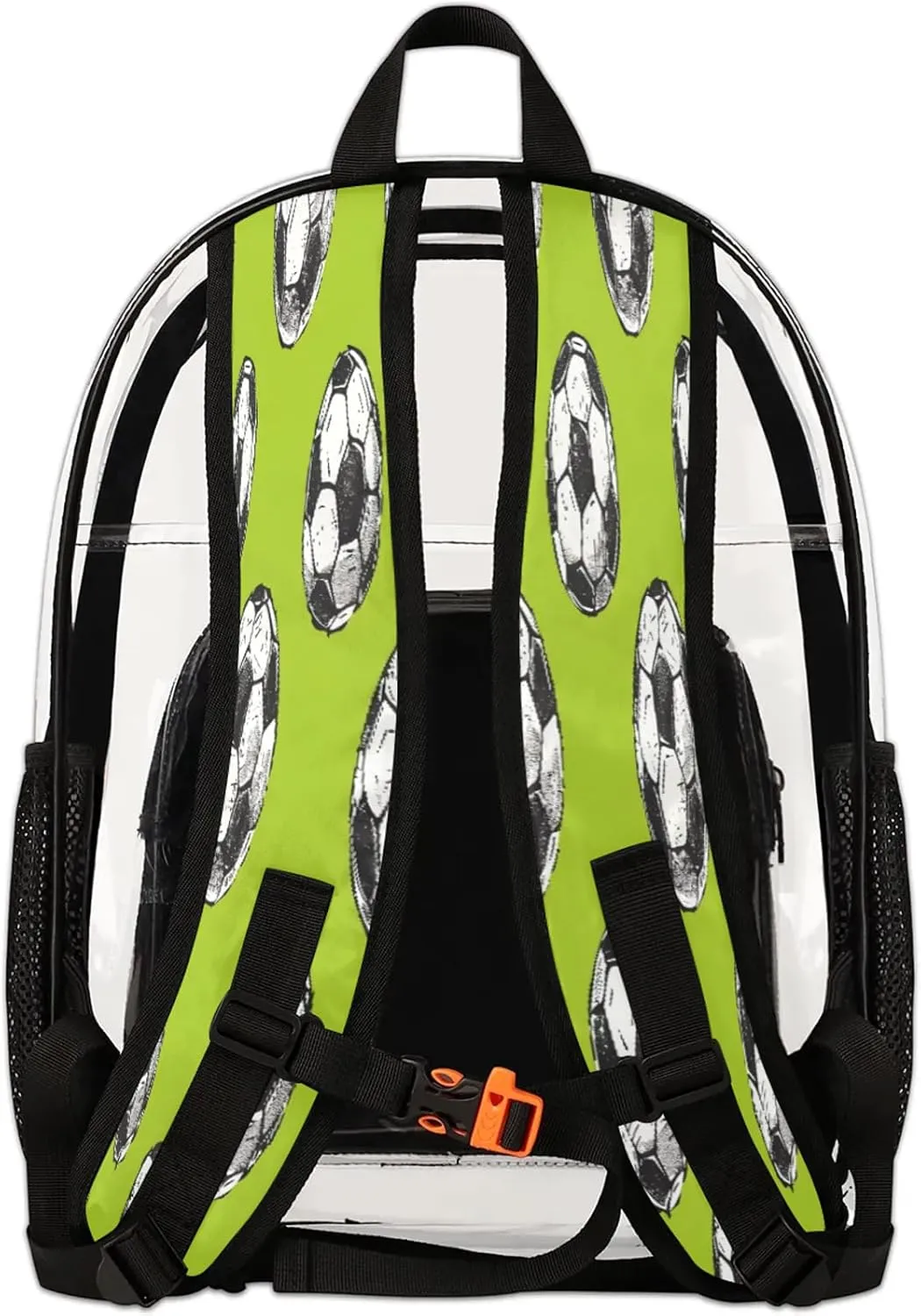 Soccer Clear Backpack Ball PVC Waterproof Transparent Backpack Heavy Duty See Through Backpacks with Reinforced Strap for Travel Outdoor Concert Work