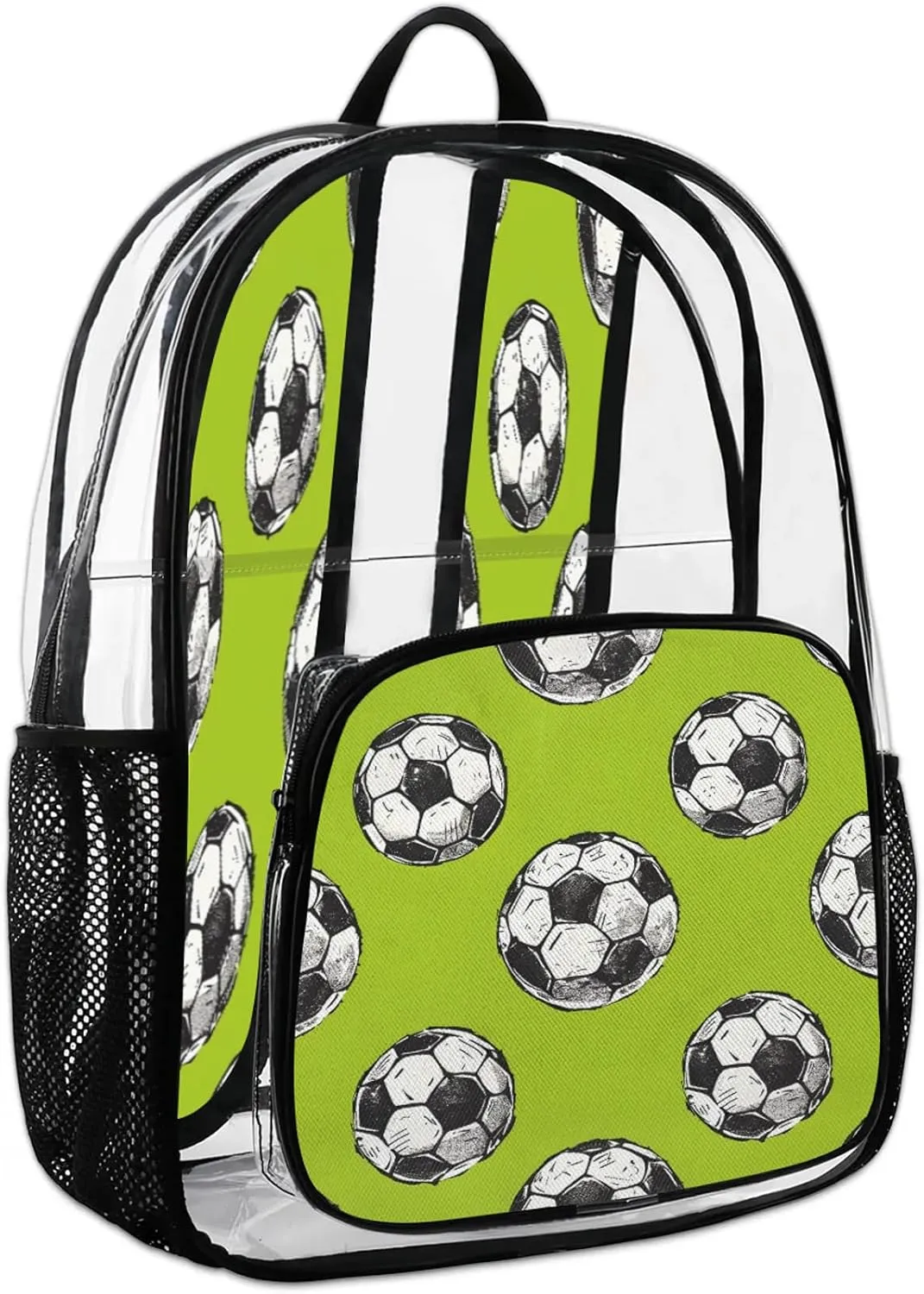 Soccer Clear Backpack Ball PVC Waterproof Transparent Backpack Heavy Duty See Through Backpacks with Reinforced Strap for Travel Outdoor Concert Work