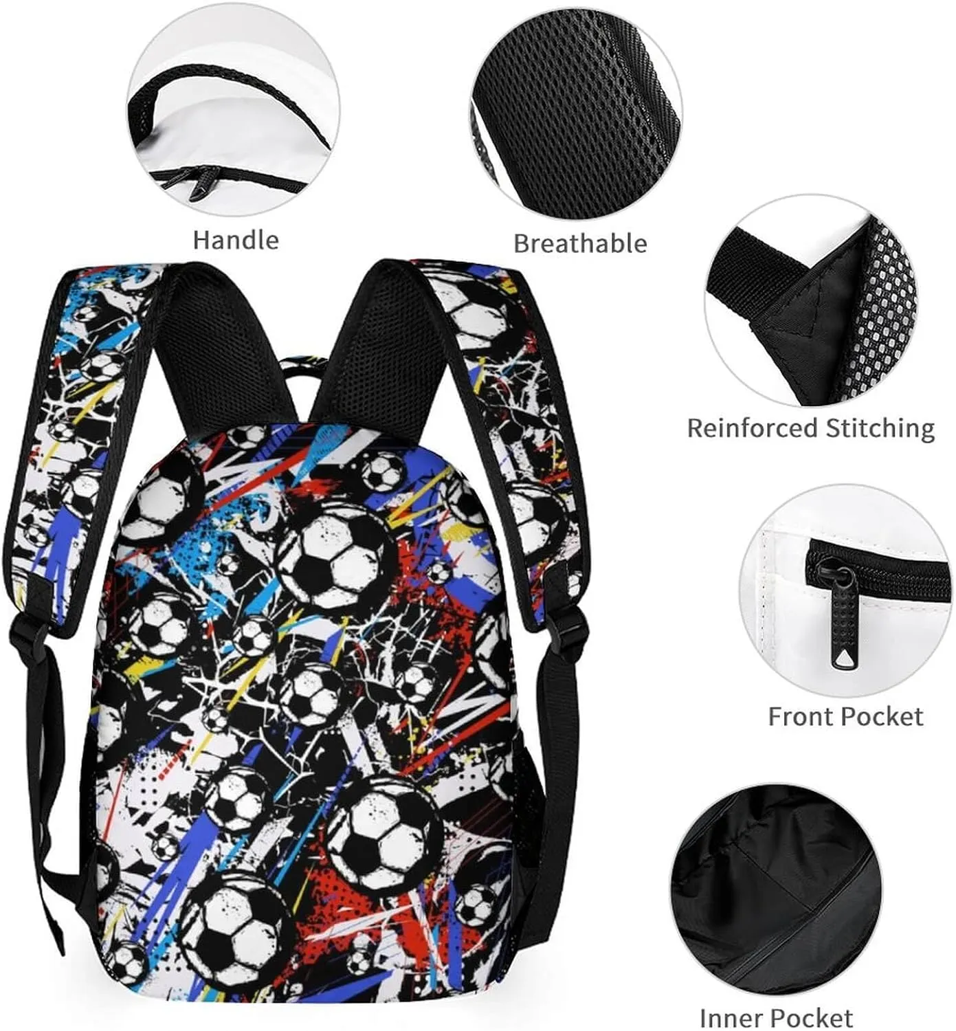 Soccer School Backpack for Kids Girls Boys, 16 Inch Cool Soccer Themed Bookbag, Personality School Backpack for Students Children, sustainable, Lightweight, Large Capacity