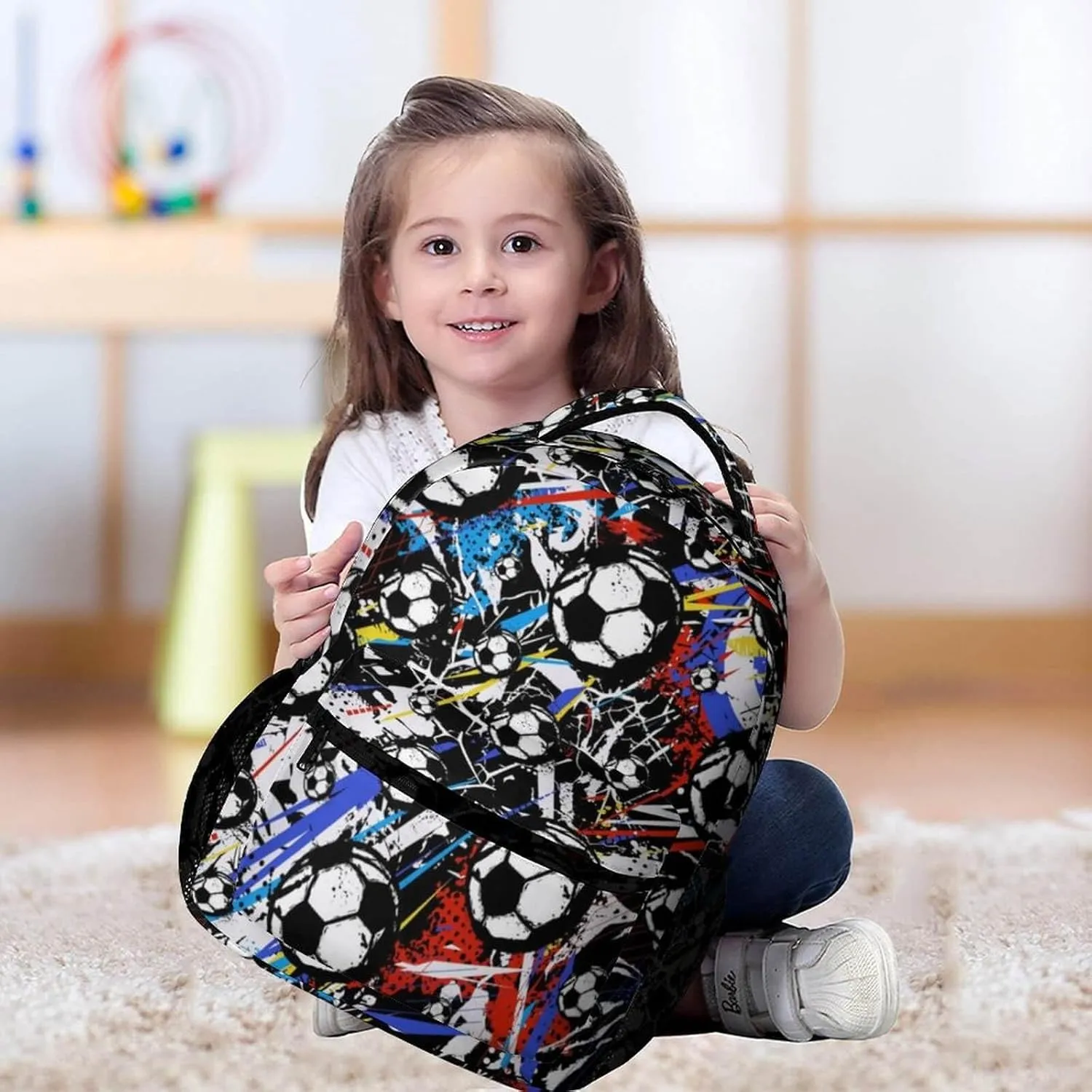 Soccer School Backpack for Kids Girls Boys, 16 Inch Cool Soccer Themed Bookbag, Personality School Backpack for Students Children, sustainable, Lightweight, Large Capacity