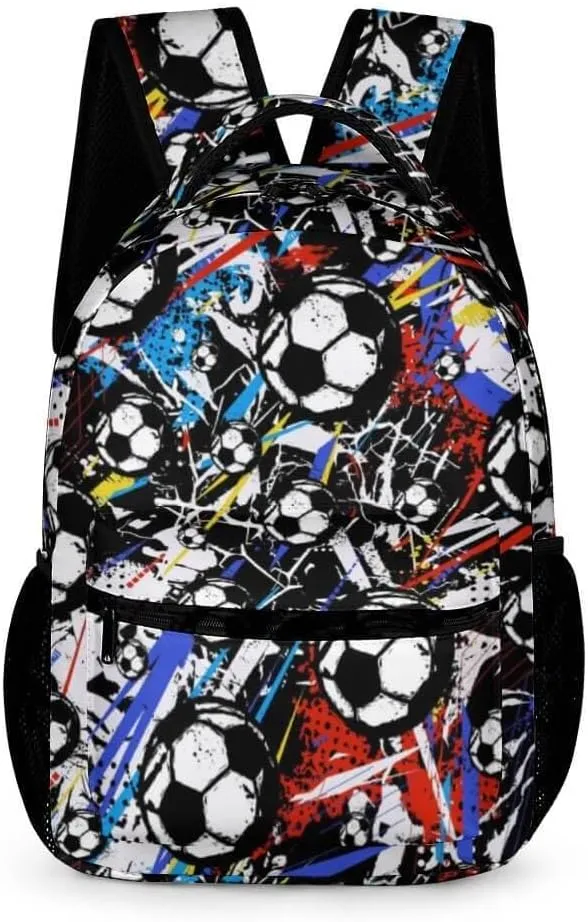 Soccer School Backpack for Kids Girls Boys, 16 Inch Cool Soccer Themed Bookbag, Personality School Backpack for Students Children, sustainable, Lightweight, Large Capacity