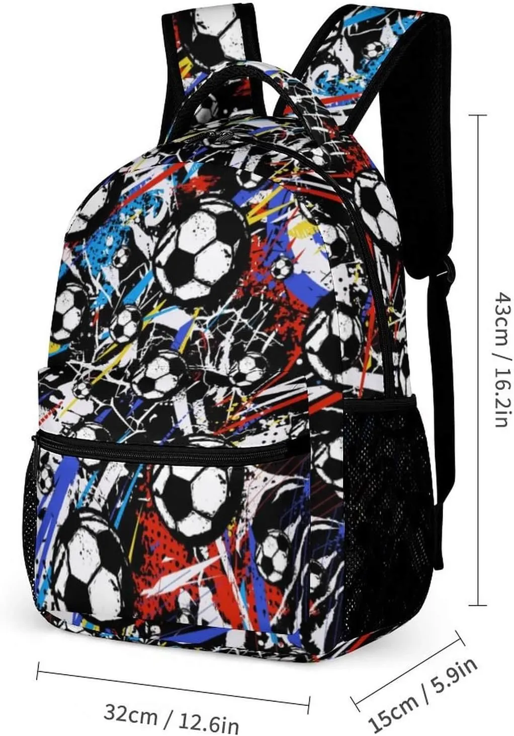 Soccer School Backpack for Kids Girls Boys, 16 Inch Cool Soccer Themed Bookbag, Personality School Backpack for Students Children, sustainable, Lightweight, Large Capacity