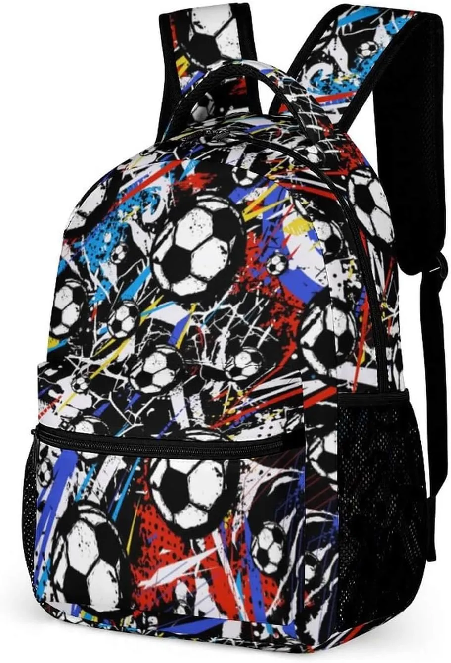 Soccer School Backpack for Kids Girls Boys, 16 Inch Cool Soccer Themed Bookbag, Personality School Backpack for Students Children, sustainable, Lightweight, Large Capacity