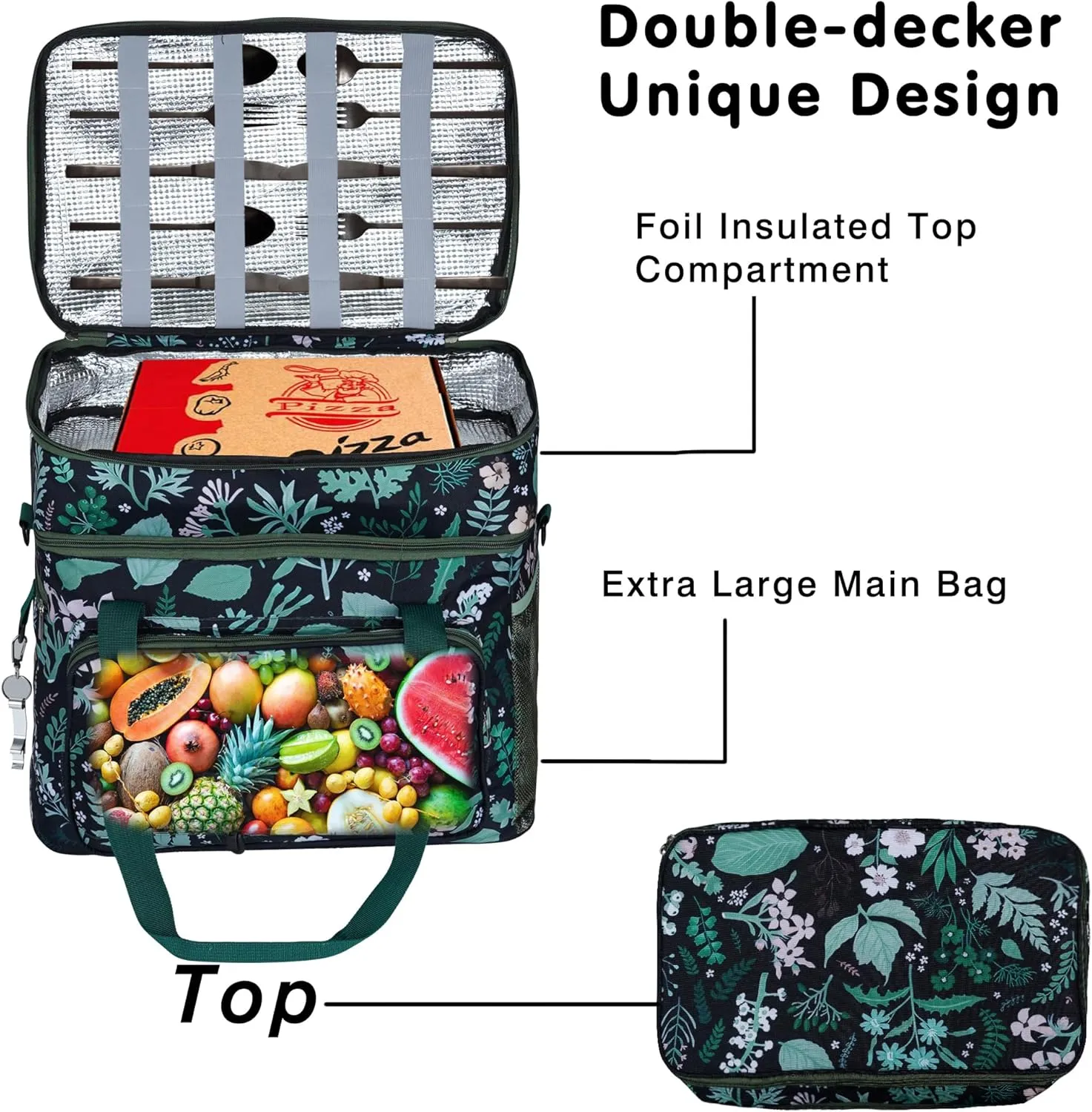Soft Collapsible Insulated Sided Cooler - 60 Can Large Leakproof Picnic Beach Meal Prep Portable Travel Cooler for Shopping, Kayaking, Road Trips