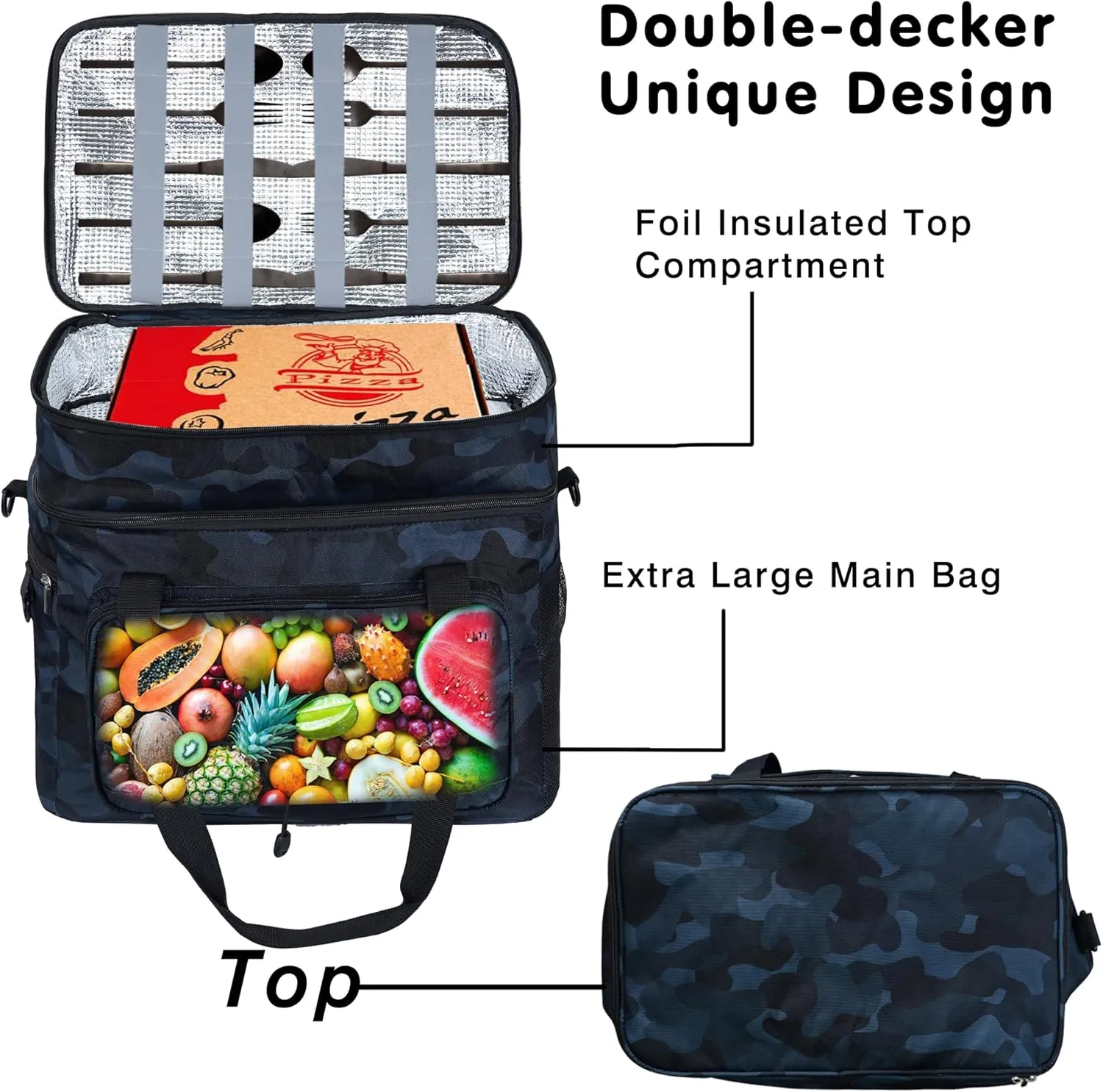Soft Collapsible Insulated Sided Cooler - 60 Can Large Leakproof Picnic Beach Meal Prep Portable Travel Cooler for Shopping, Kayaking, Road Trips