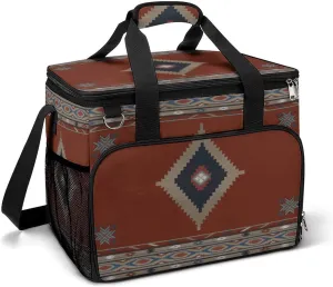 Southwestern Native American Aztec Ethnic Navajo Indian Pattern Cooler Bag, Collapsible Soft Sided Cooler, Large Leakproof Camping Cooler, Portable Travel Cooler for Camping, Road Trips