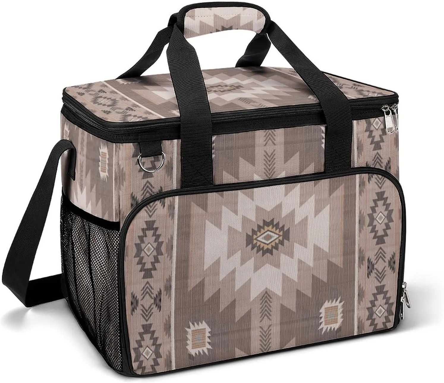 Southwestern Native American Aztec Ethnic Navajo Indian Tribal Cooler Bag, Collapsible Soft Sided Cooler, Large Leakproof Camping Cooler, Portable Travel Cooler for Camping, Road Trips