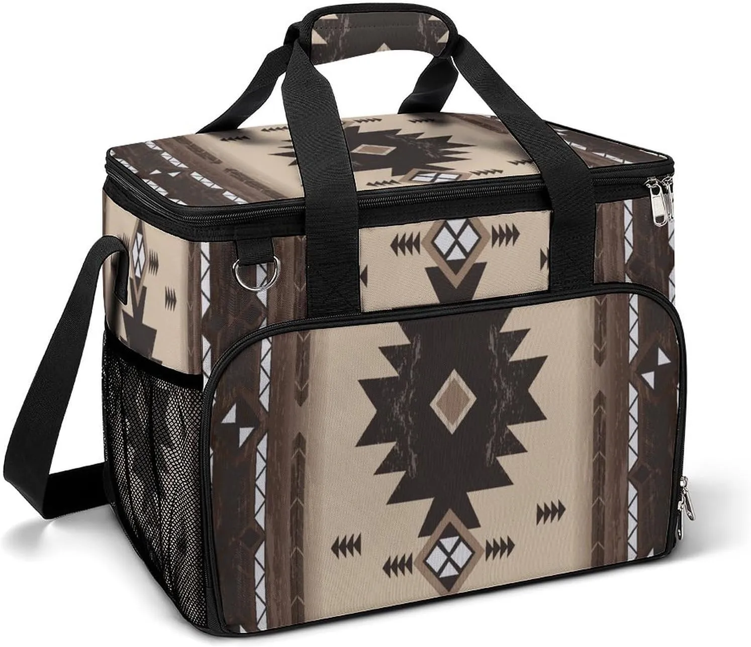 Southwestern Native American Aztec Navajo Indian Cooler Bag, Collapsible Soft Sided Cooler, Large Leakproof Camping Cooler, Portable Travel Cooler for Camping, Road Trips