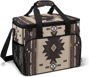 Southwestern Native American Aztec Navajo Indian Cooler Bag, Collapsible Soft Sided Cooler, Large Leakproof Camping Cooler, Portable Travel Cooler for Camping, Road Trips
