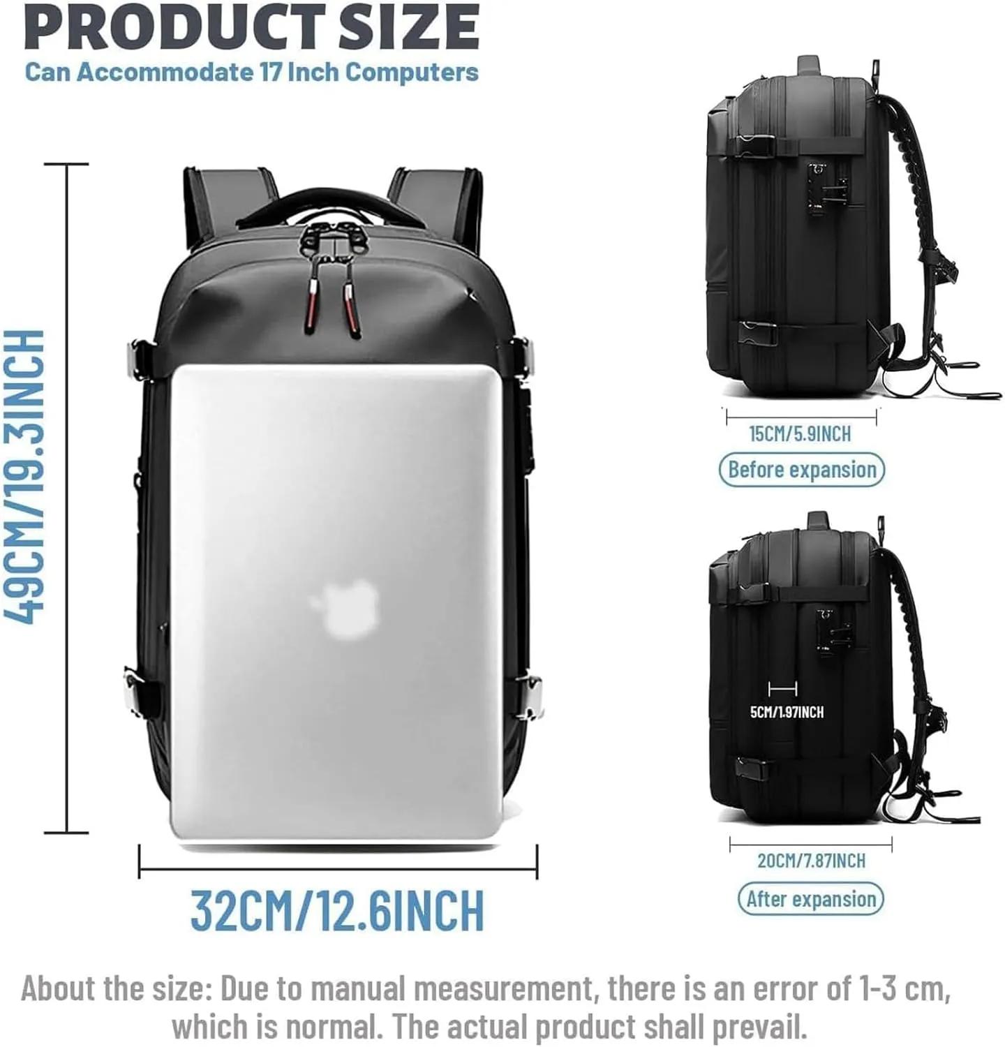 Space Vac Pro Backpack, Spacevac Pro Backpack, with Vacuum Seal Compression, 17”Laptop Vacuum Backpacks Travel with TSA Lock (NO Pump, B)