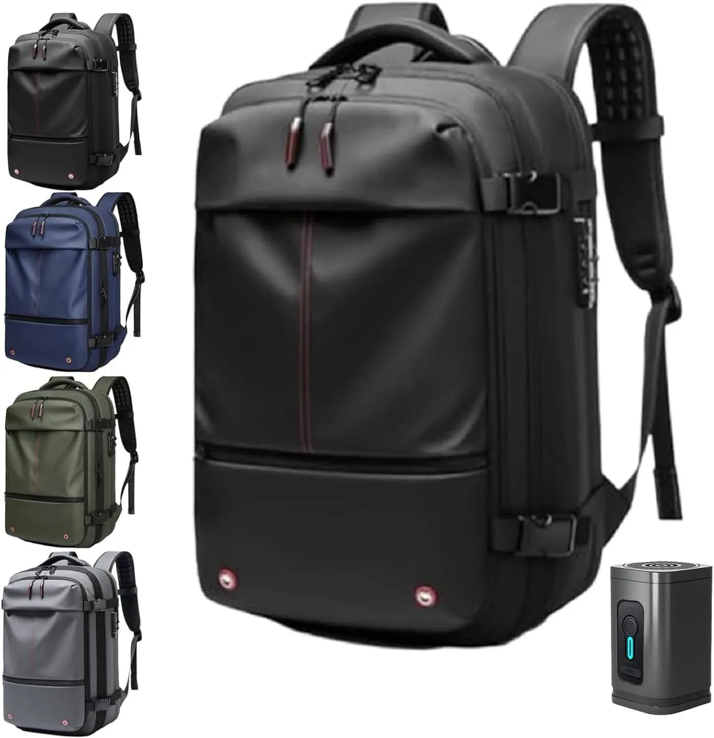 Spence Vac Backpack, Ezy Vac Backpack, Ezyvac Rucksack, Easyvacpack, Vacuum Bag with Anti Theft Lock (Black with Pump)