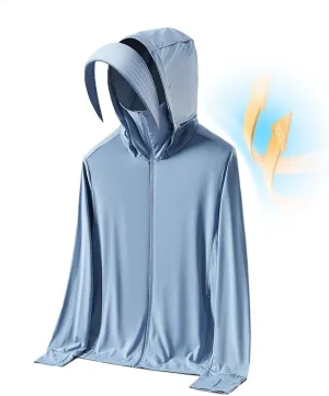 SPF50 Ice Silk Sunscreen Men's Fishing Rash Guard Shirts Summer UV Shirts Lightweight Sun Protection Clothing Skin Coat