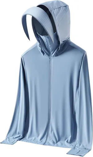 SPF50 Ice Silk Sunscreen Men's Fishing Rash Guard Shirts Summer UV Shirts Lightweight Sun Protection Clothing Skin Coat