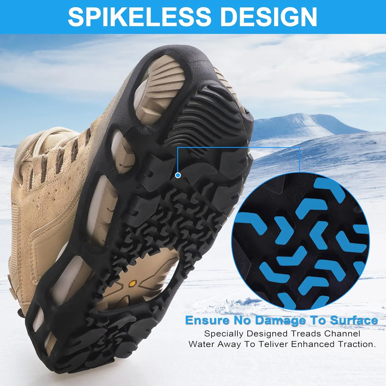 Spikeless Ice Cleats Perfect for Transitioning Between Indoor/Outdoor Surfaces Slip On Spikeless Ice Traction Devices Grippers Indoor Anti-Slip Job Safety Traction Slip-On
