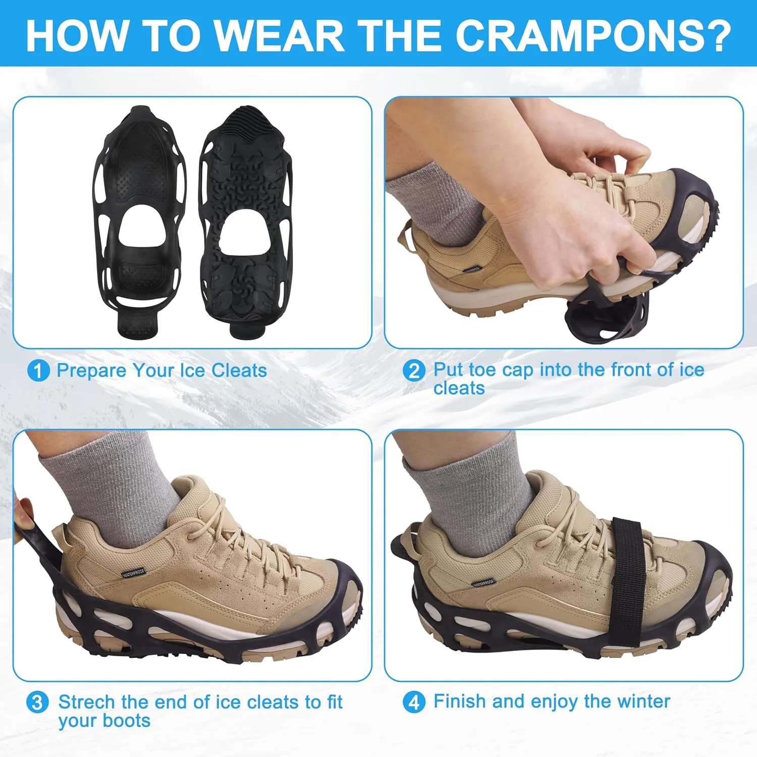 Spikeless Ice Cleats Perfect for Transitioning Between Indoor/Outdoor Surfaces Slip On Spikeless Ice Traction Devices Grippers Indoor Anti-Slip Job Safety Traction Slip-On