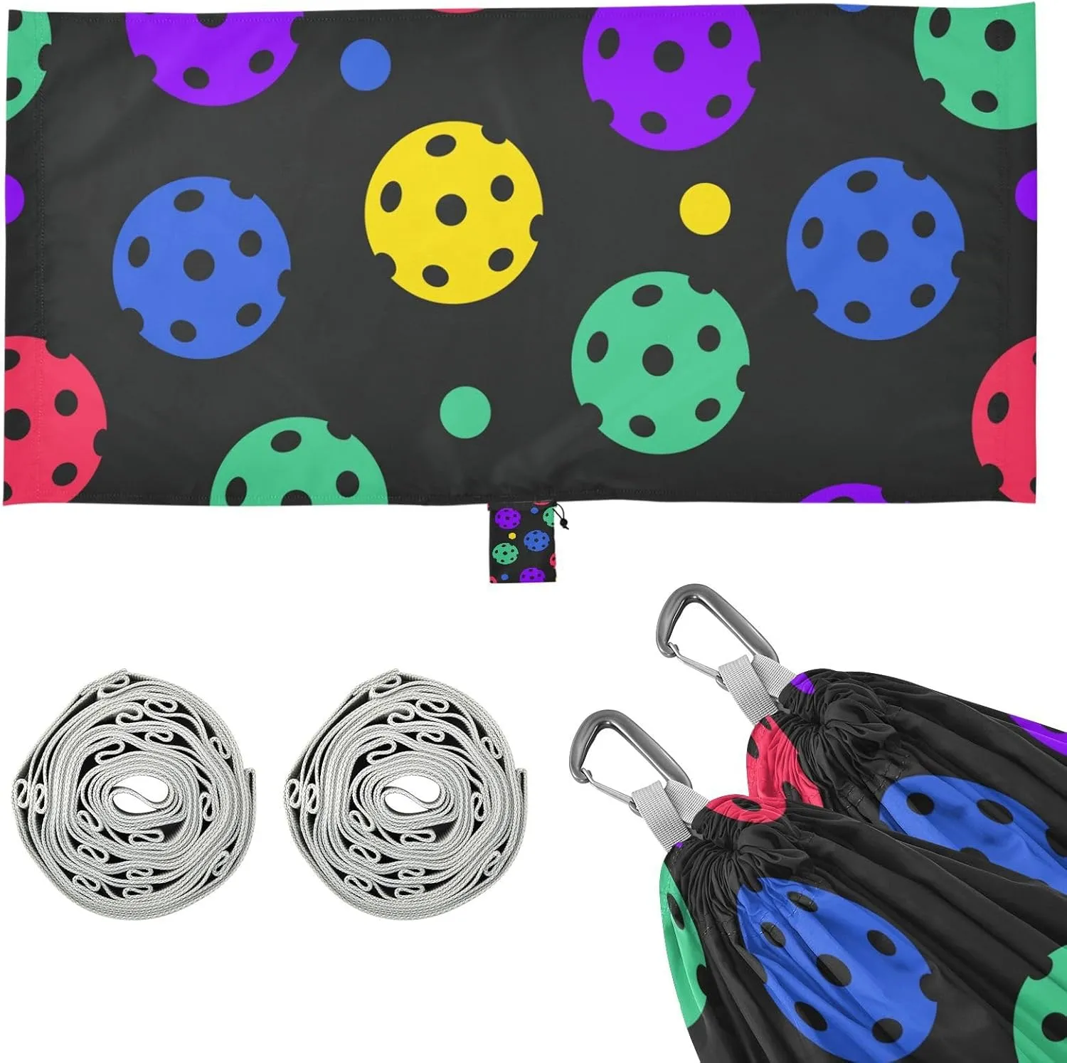 Sports Pickleball Balls Camping Hammock Single Portable Hammocks 330 lbs Capacity with 2 Tree Straps and Attached Carry Bag,Perfect for Outdoor,Indoor,Beach,Camping,Travel