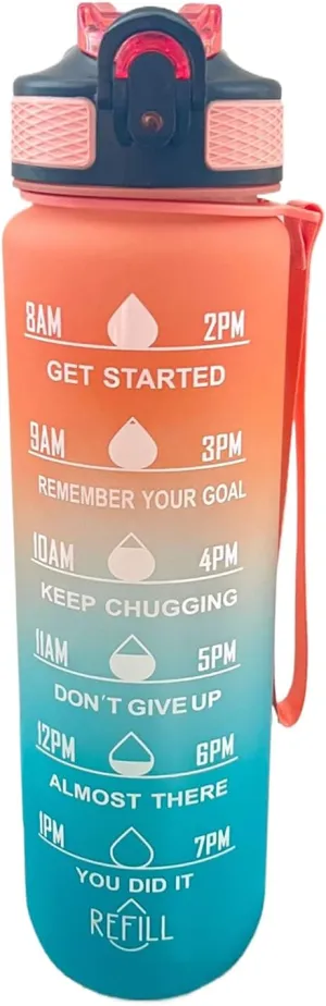 Sports Water Bottle, 1L Drinking Water Bottle with Carrying Strap, Leakproof Drinking Container for Kids School Fitness Gym Yoga Travel Outdoor Sports