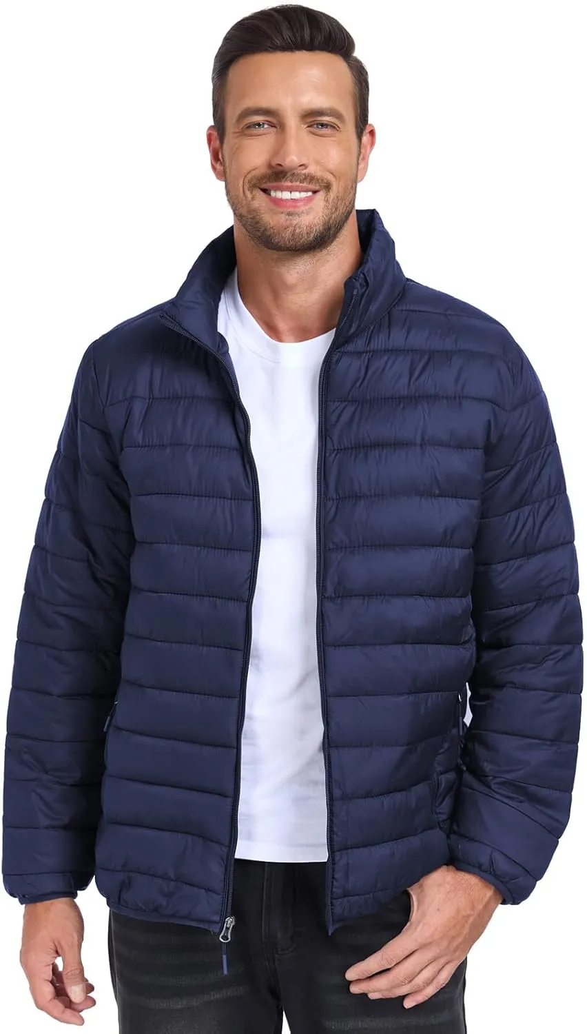 SPOSULEI Men Puffer Down Jacket Packable Lightweight Winter Jackets Coats Outdoor Waterproof Insulated Jackets