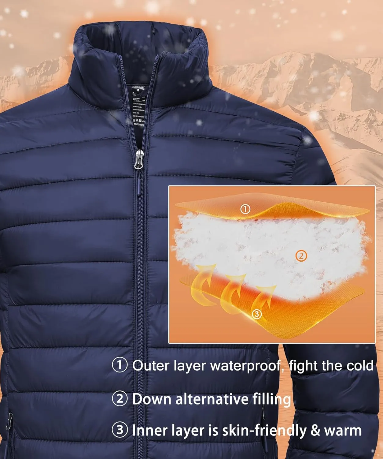 SPOSULEI Men Puffer Down Jacket Packable Lightweight Winter Jackets Coats Outdoor Waterproof Insulated Jackets