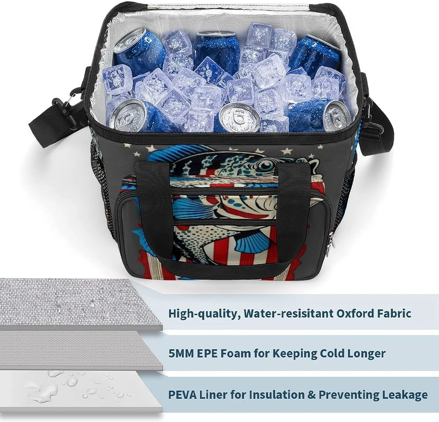 Spring Bird Hummingbird Portable 22.5L Soft Cooler Bag for Car Camping Flowers Leaves Leakproof Ice Chest with Adjustable Strap Insulated Lunch Box for Work Hiking Picnic
