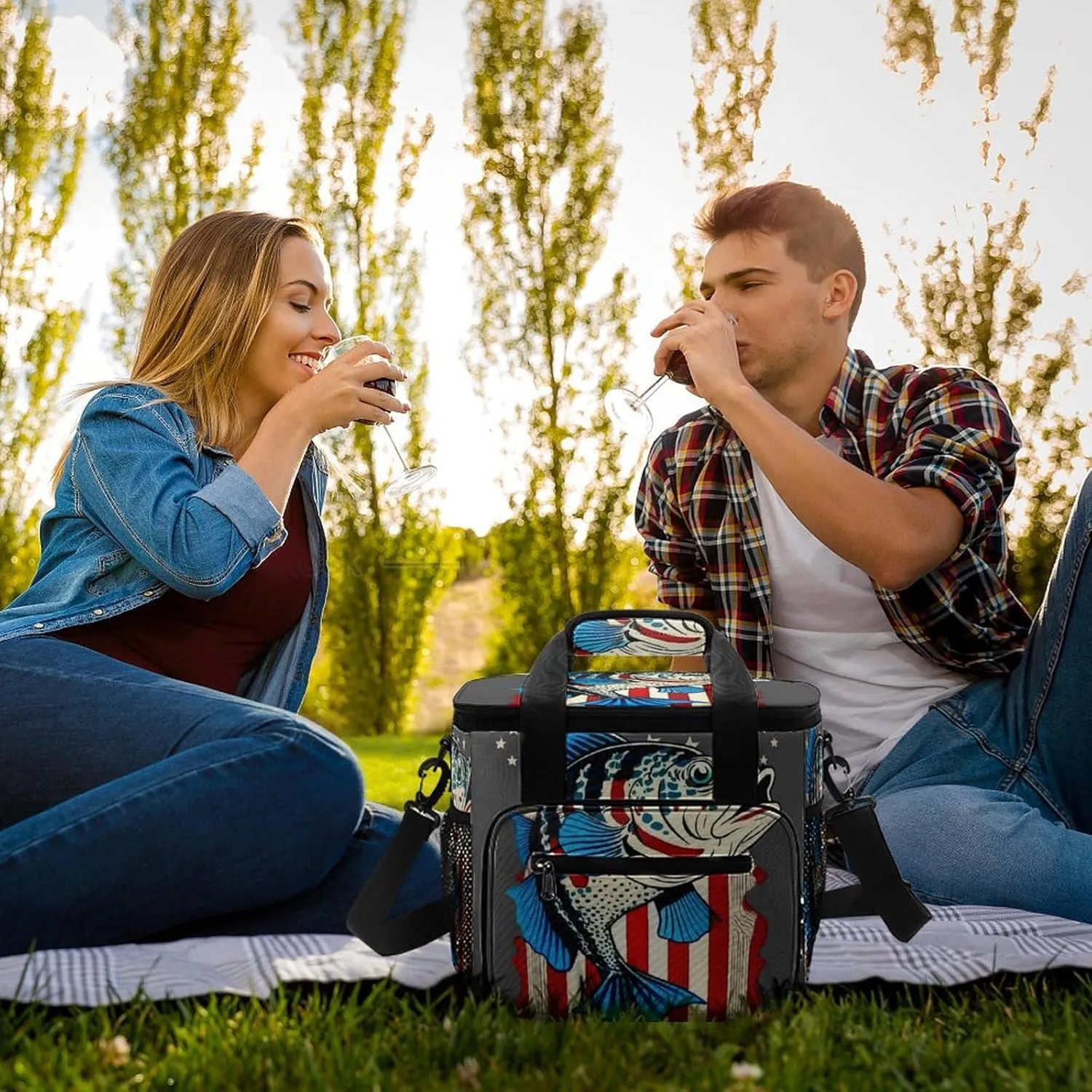 Spring Bird Hummingbird Portable 22.5L Soft Cooler Bag for Car Camping Flowers Leaves Leakproof Ice Chest with Adjustable Strap Insulated Lunch Box for Work Hiking Picnic