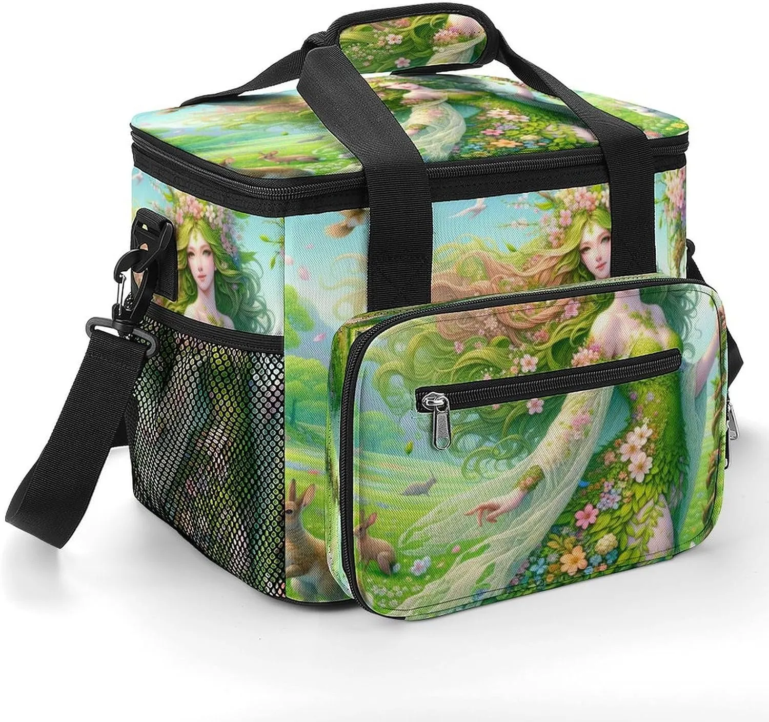 Spring Flower Rabbit 22.5L Insulated Camping Coolers Bag Cute Animal Large Leakproof Ice Chest for Beach Travel Picnic