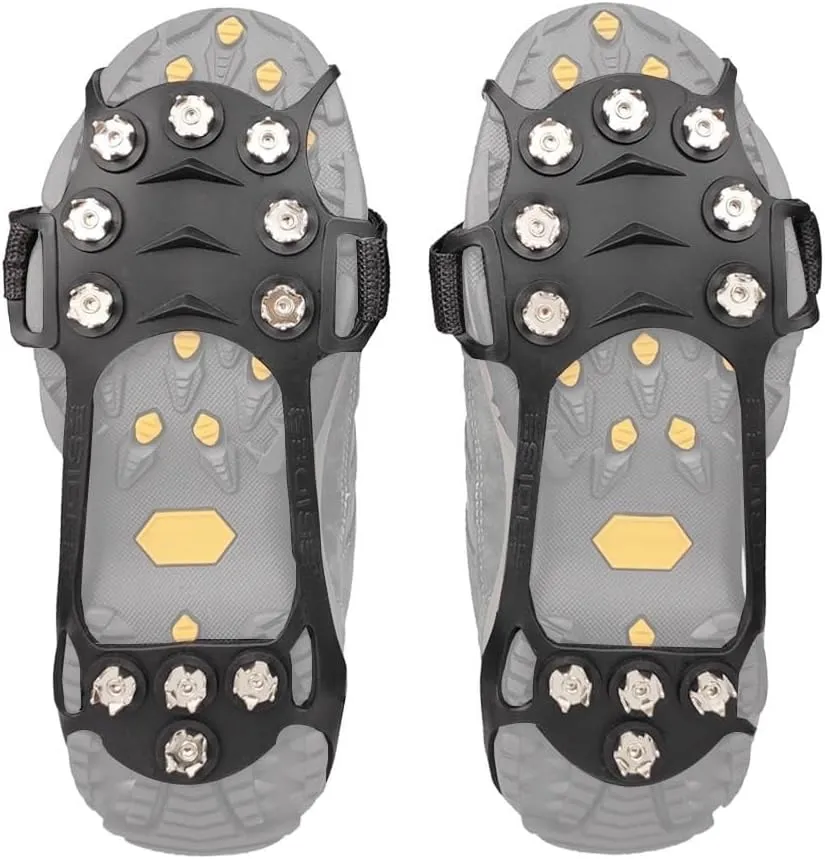 Stainless Steel Micro Spike Crampons Ice Snow Grips 1 Pair Snow Walk Traction Cleats Ice Cleats Traction Anti-Slip Shoes Ice Gripper for Walking,Jogging, Climbing and Hiking(Medium)